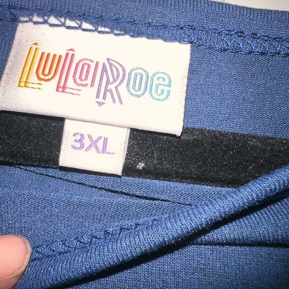 Lularoe 3X solid blue Gigi shirt sleeve t shirt top. NWT. Fitted.Sleeve to elbow - Picture 3 of 7